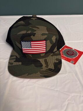 Brand new Triple Nikel camouflage snapback cap with American flag